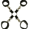 Чёрная бондажная фиксация: крестовина, наручники и оковы купить в секс шопе