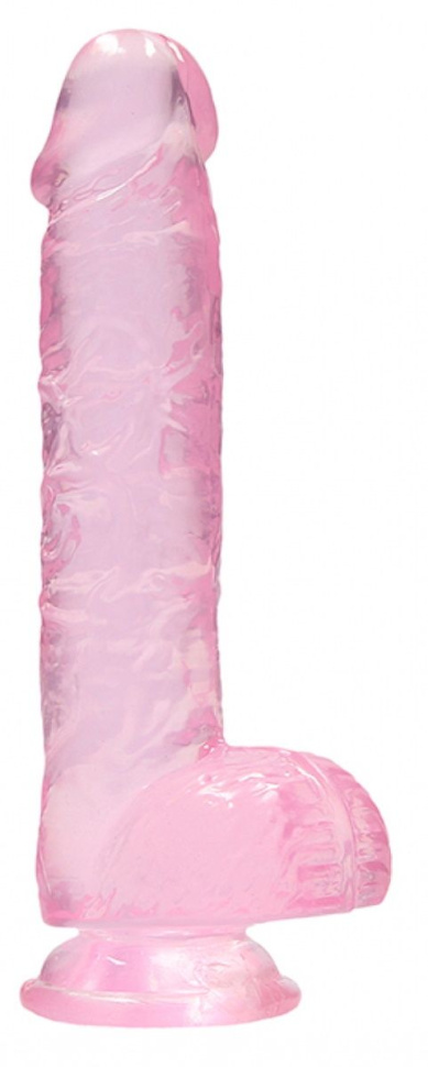 Розовый фаллоимитатор Realrock Crystal Clear 6 inch - 17 см. купить в секс шопе