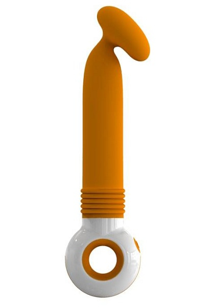 Оранжевый вибромассажер с головкой-яйцом для стимуляции точки G купить в секс шопе