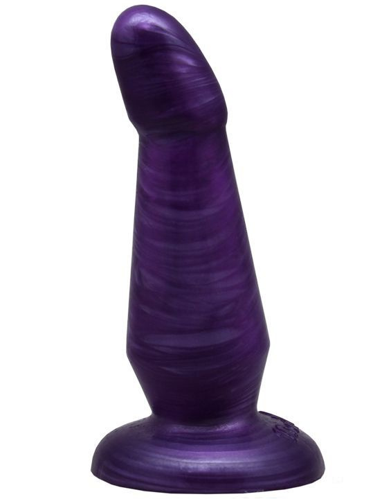 Фиолетовая нелевая изогнутая анальная пробка - 13 см. купить в секс шопе