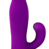 Фиолетовый вибромассажер со стимулятором клитора RIBBED DUO VIBE - 16 см. купить в секс шопе
