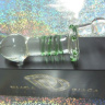 Стеклянная анальная пробка с ручкой и зелёной спиралью - 15 см. купить в секс шопе