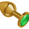 Золотистая средняя пробка с зеленым кристаллом - 8,5 см. купить в секс шопе
