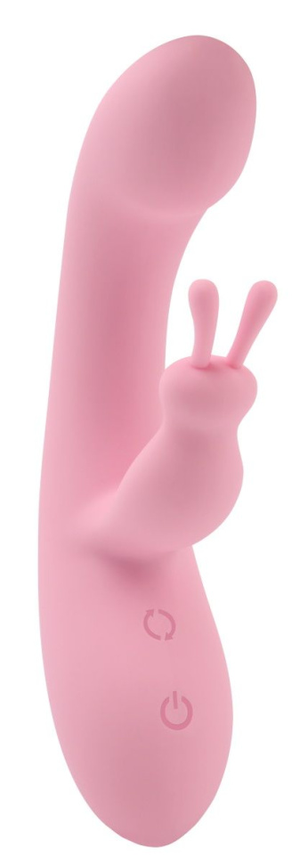 Нежно-розовый вибратор со стимулятором клитора Jumping Rabbit Vibrator - 19,5 см. купить в секс шопе