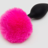 Черная анальная пробка с розовым хвостом Medium Bunny Tail Butt Plug купить в секс шопе