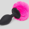 Черная анальная пробка с розовым хвостом Medium Bunny Tail Butt Plug купить в секс шопе
