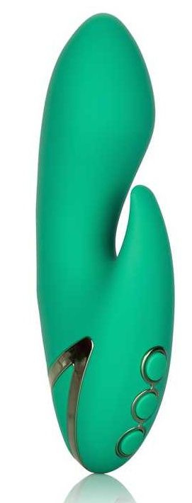 Зеленый вибромассажер-кролик Sierra Sensation - 15 см. купить в секс шопе