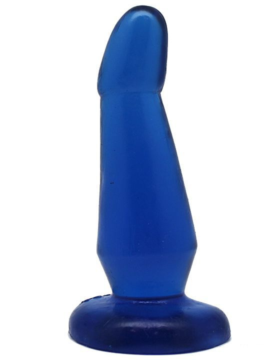 Синяя гелевая изогнутая анальная пробка - 13 см. купить в секс шопе