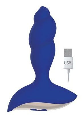 Синий спиралевидный вибромассажер - 8,5 см. купить в секс шопе