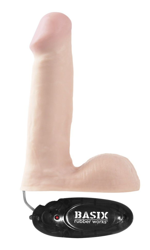 Телесный вибратор Basix Rubber Works   6  Vibrating Dong - 15,9 см. купить в секс шопе