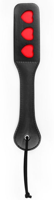 Черная шлепалка NOTABU с красными сердечками - 32 см. купить в секс шопе