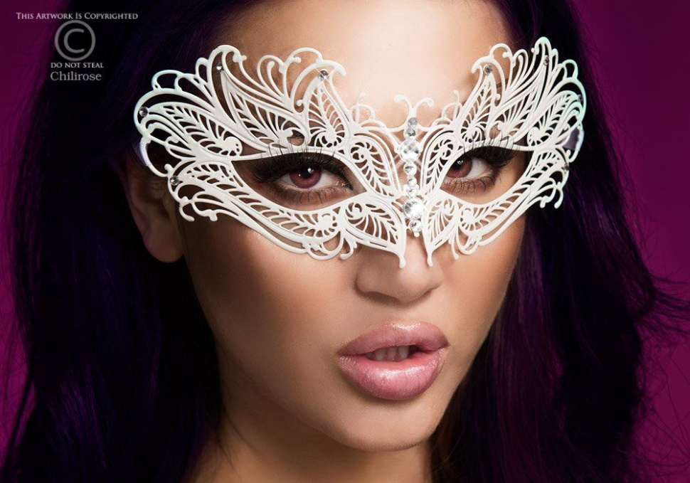 Изысканная белая карнавальная маска Chilirose купить в секс шопе