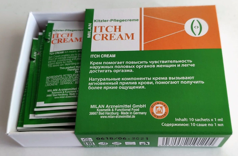 Набор из 10 пробников возбуждающего крема для женщин Itch Cream купить в секс шопе