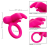 Розовое перезаряжаемое кольцо Silicone Rechargeable Triple Clit Flicker купить в секс шопе