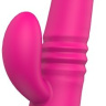 Розовый вибромассажер с клиторальным отростком HEATING THRUSTER - 20 см. купить в секс шопе
