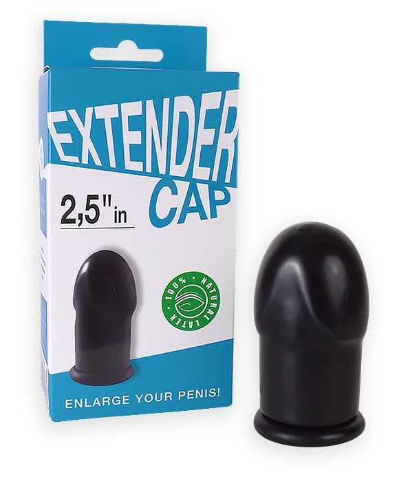 Чёрный латексный удлинитель пениса 2.5 in купить в секс шопе