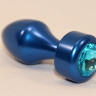 Синяя анальная пробка с голубым кристаллом - 7,8 см. купить в секс шопе