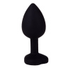 Черная силиконовая пробка с радужным кристаллом - 7,3 см. купить в секс шопе