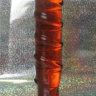 Фаллоимитатор с ребрышками из медового по цвету стекла - 13 см. купить в секс шопе