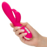 Розовый силиконовый вибратор с клиторальным отростком Signature Silicone Ultra-Soft Rabbit - 22,75 см. купить в секс шопе