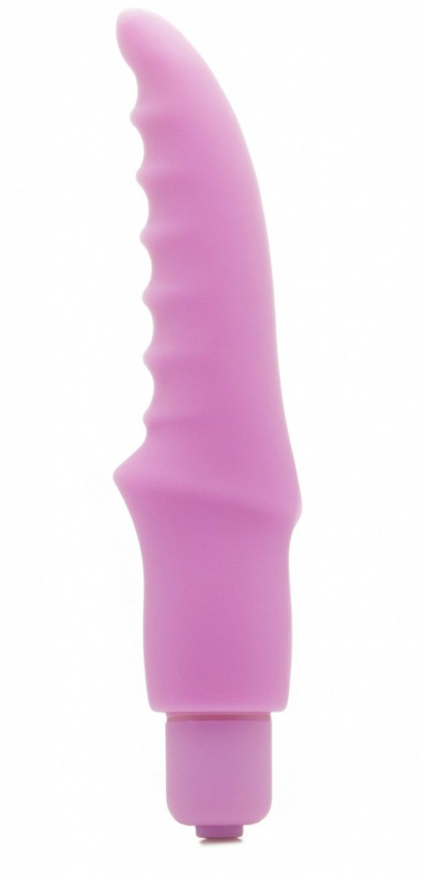 Розовый вибратор Scallop Bullet Pink с рёбрышками - 14 см. купить в секс шопе