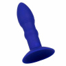 Синяя анальная вибропробка с эффектом римминга Remote Rimming - 14 см. купить в секс шопе