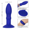 Синяя анальная вибропробка с эффектом римминга Remote Rimming - 14 см. купить в секс шопе