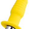 Желтая ребристая анальная вибровтулка - 11 см. купить в секс шопе