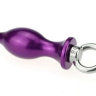 Фиолетовая металлическая анальная пробка с кольцом - 7 см. купить в секс шопе