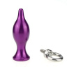 Фиолетовая металлическая анальная пробка с кольцом - 7 см. купить в секс шопе