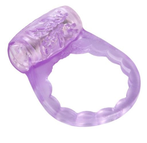 Тонкое фиолетовое виброкольцо купить в секс шопе