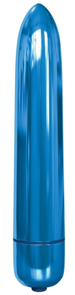 Голубая гладкая вибропуля Rocket Bullet - 8,9 см. купить в секс шопе