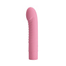 Нежно-розовый мини-вибратор Mick с ребрышками - 13 см. купить в секс шопе