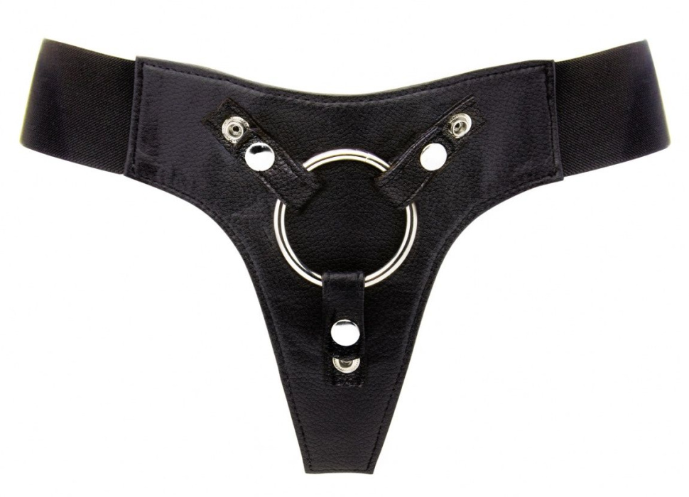 Черные трусики Harness Deluxe для страпона O-ring купить в секс шопе