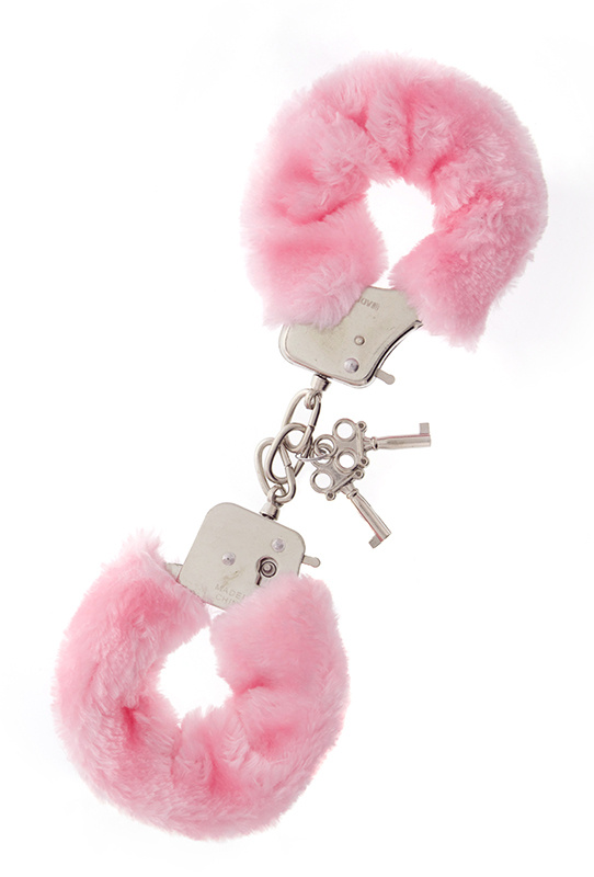 Металлические наручники с розовой меховой опушкой METAL HANDCUFF WITH PLUSH PINK купить в секс шопе