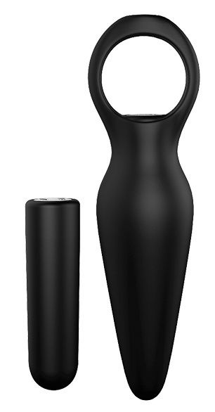 Черная анальная вибровтулка TAPERED PLUG - 10 см. купить в секс шопе