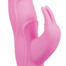 Розовый вибратор Smile Bunny с клиторальным зайчиком - 15 см. купить в секс шопе