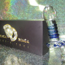 Стеклянная анальная пробка в виде соски с синей спиралью - 15 см. купить в секс шопе