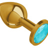 Золотистая средняя пробка с голубым кристаллом - 8,5 см. купить в секс шопе