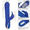 Синий вибратор Signature Silicone Rotating Beaded Rabbit с клиторальным отростком - 22,75 см. купить в секс шопе