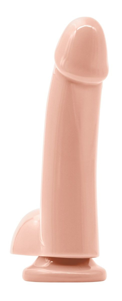 Телесный гладкий фаллоимитатор на присоске с мошонкой Smooth 5 Inch Dildo - 17 см. купить в секс шопе
