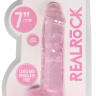 Розовый фаллоимитатор Realrock Crystal Clear 7 inch - 19 см. купить в секс шопе
