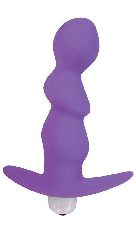 Фиолетовый рельефный вибромассажер с ограничителем - 9,5 см. купить в секс шопе