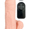 Телесный вибратор на присоске с пультом ДУ Bendable RC Vibrator with Balls - 20,8 см. купить в секс шопе
