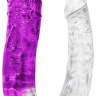 Прозрачно-фиолетовый изогнутый двусторонний фаллоимитатор - 39 см. купить в секс шопе