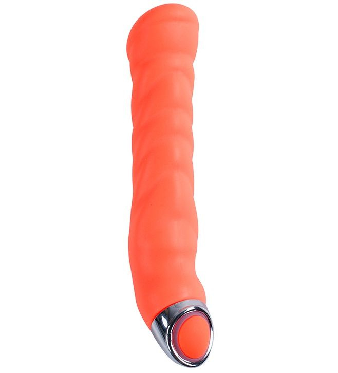 Оранжевый силиконовый G-вибратор PURRFECT SILICONE G-SPOT VIBRATOR - 17,7 см. купить в секс шопе