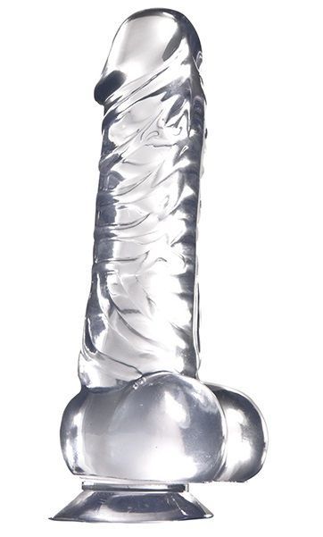 Прозрачный фаллоимитатор на присоске JELLY JOY BRILLIANT - 18 см. купить в секс шопе