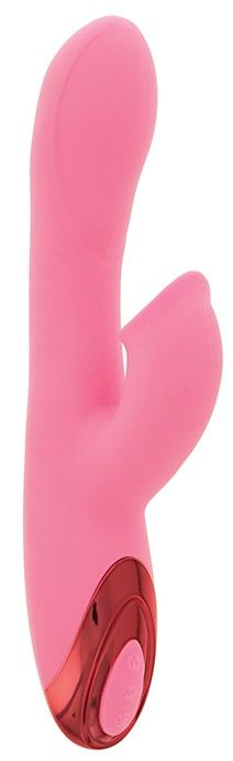 Розовый вибратор с клиторальным стимулятором и нагревом HEATING SNAIL TRAIL - 24 см. купить в секс шопе