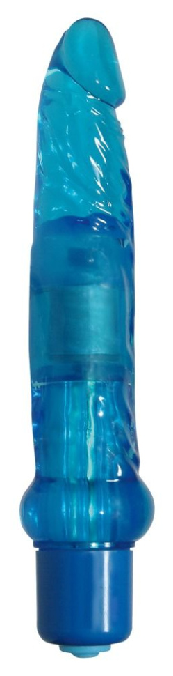 Голубой гелевый анальный вибратор - 17 см. купить в секс шопе