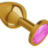 Золотистая средняя пробка с розовым кристаллом - 8,5 см. купить в секс шопе